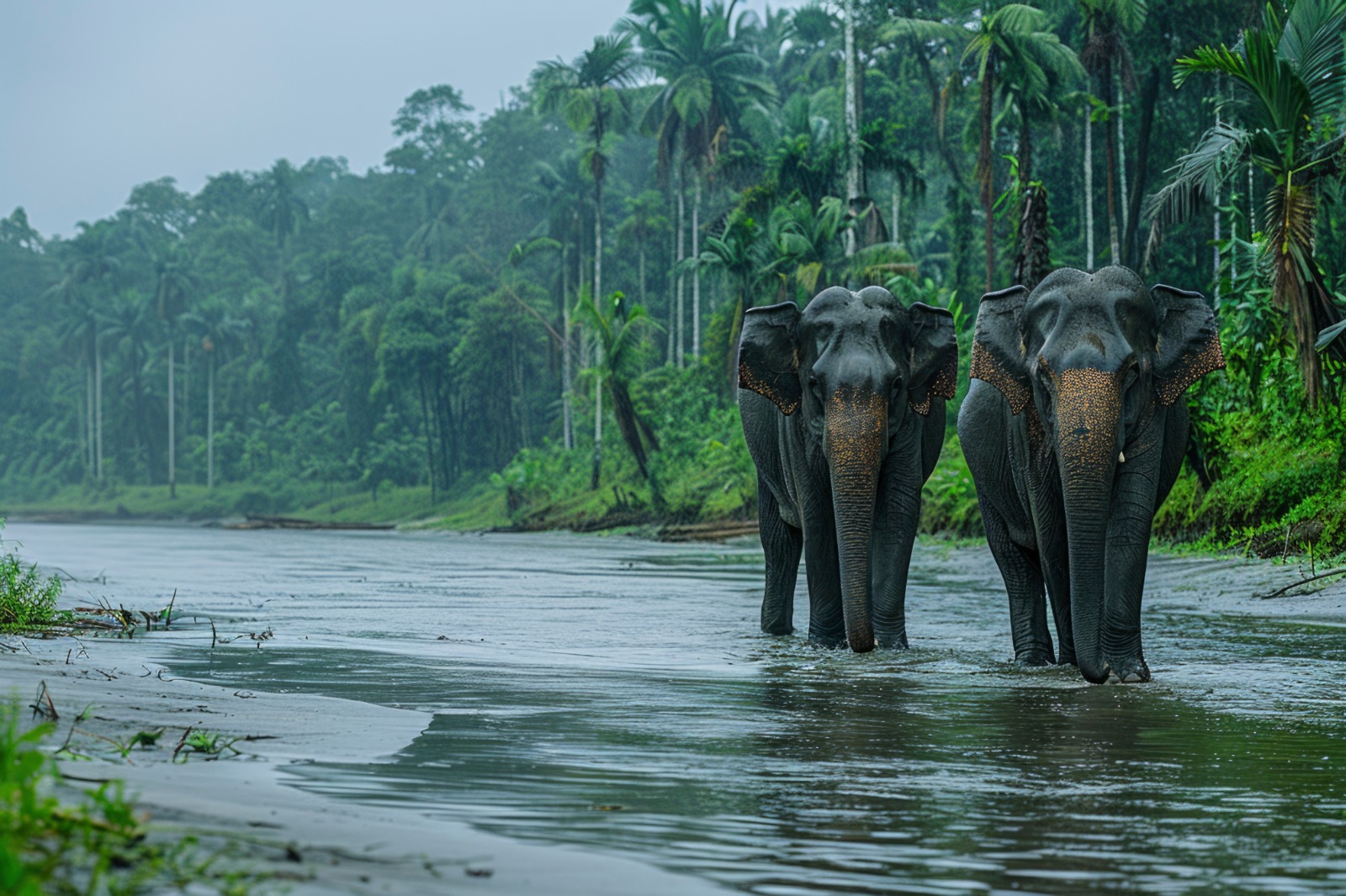 Elephants in national park